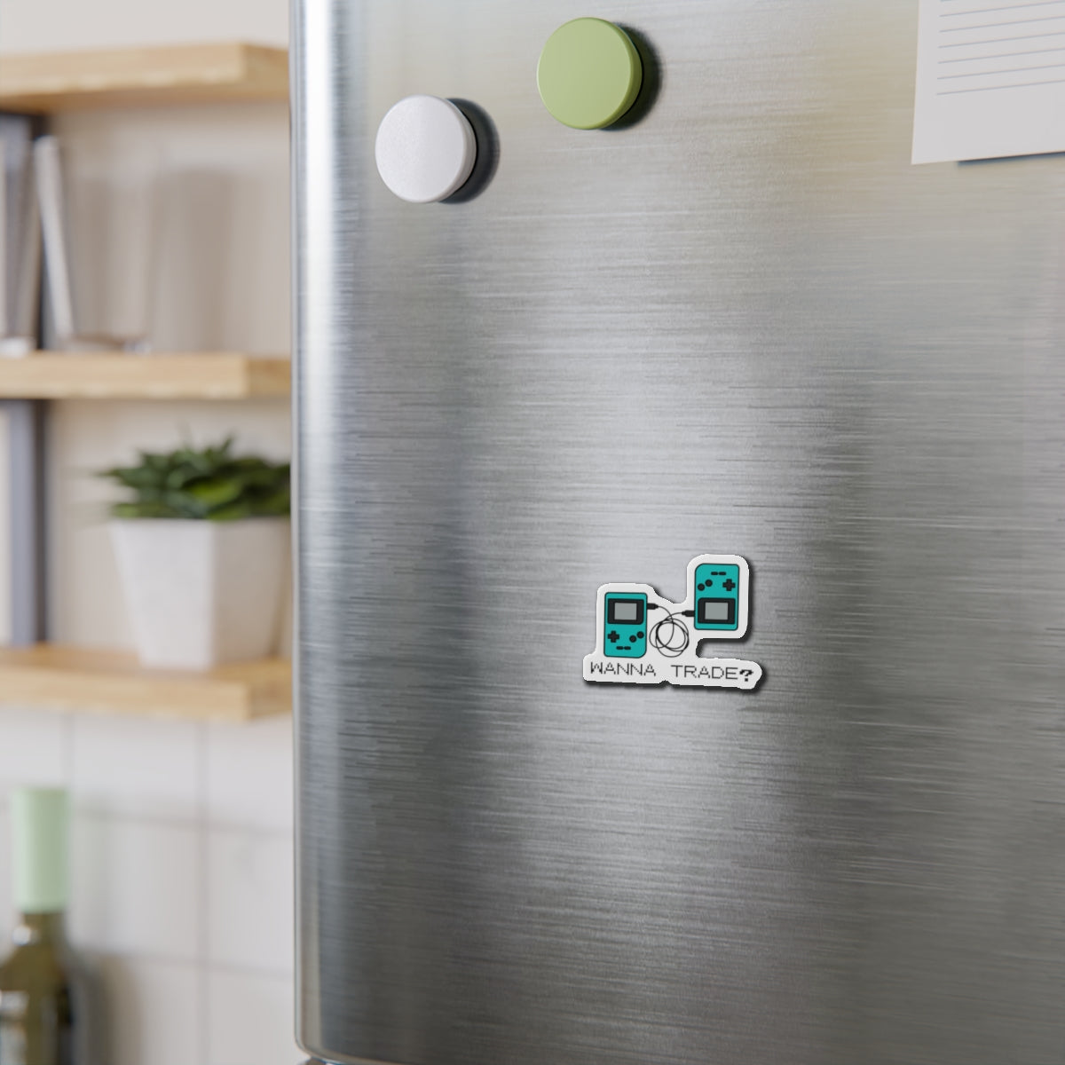 'Wanna Trade?' Teal GBC Die-Cut Magnet