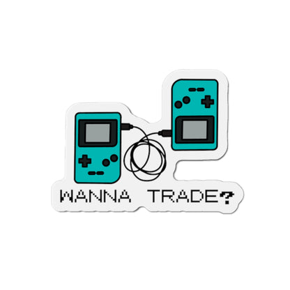 'Wanna Trade?' Teal GBC Die-Cut Magnet