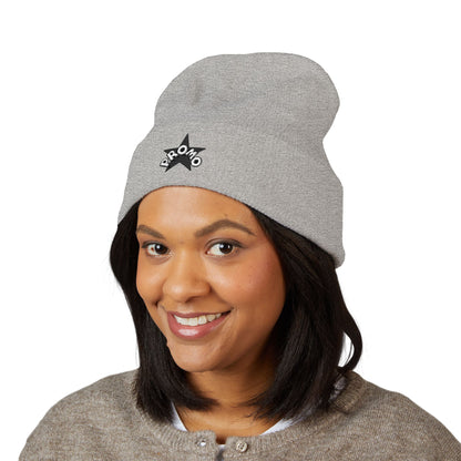 Black Star Embroidered Cuffed Beanie