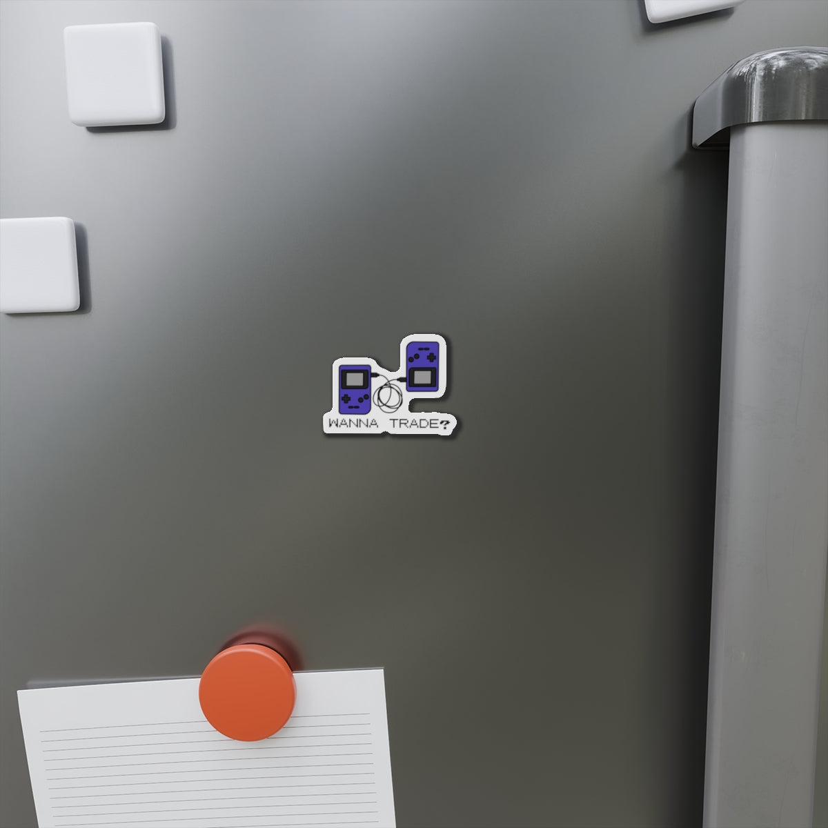 'Wanna Trade?' Purple GBC Die-Cut Magnet