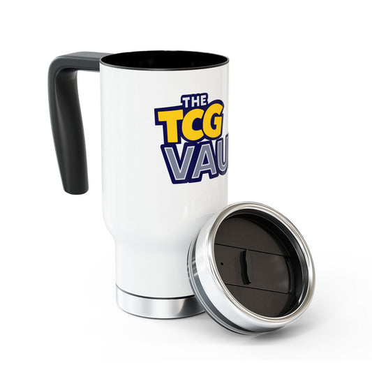 The TCG Vault Logo 14oz Stainless Steel Travel Mug with Handle