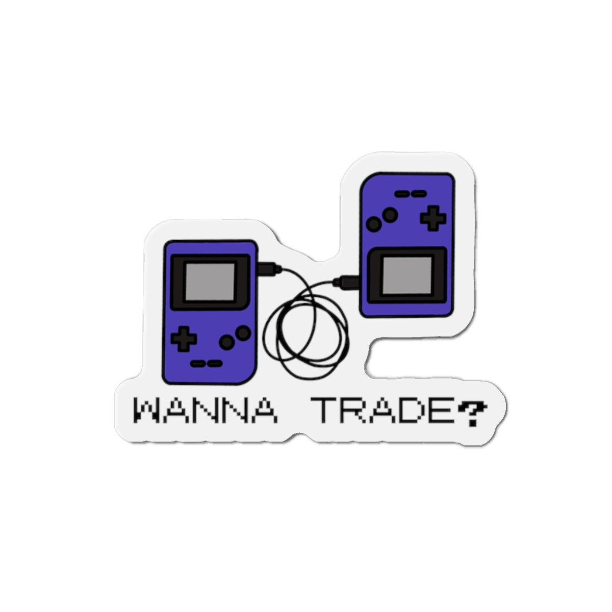 'Wanna Trade?' Purple GBC Die-Cut Magnet