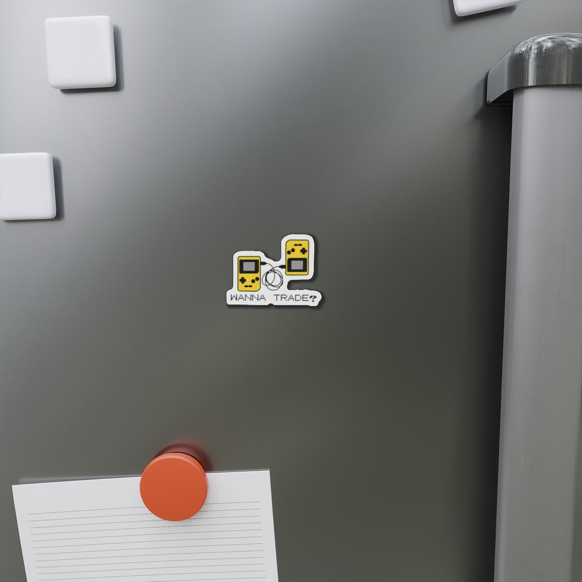 'Wanna Trade?' Yellow GBC Die-Cut Magnet