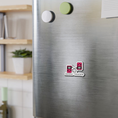 'Wanna Trade?' Pink GBC Die-Cut Magnet