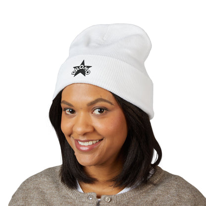 Black Star Embroidered Cuffed Beanie