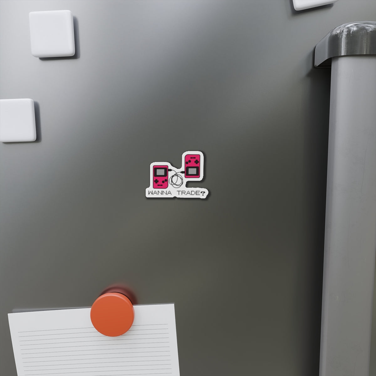 'Wanna Trade?' Pink GBC Die-Cut Magnet