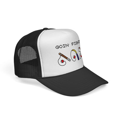 Goin' Fishin' Trucker Cap — Retro Fishing Hooks & Rods Hat