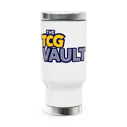 The TCG Vault Logo 14oz Stainless Steel Travel Mug with Handle