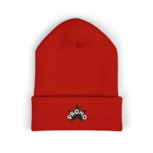 Black Star Embroidered Cuffed Beanie
