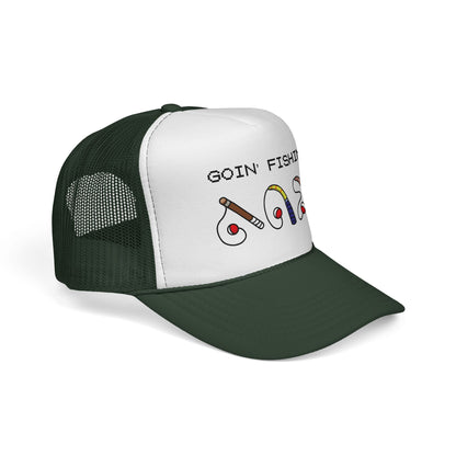 Goin' Fishin' Trucker Cap — Retro Fishing Hooks & Rods Hat