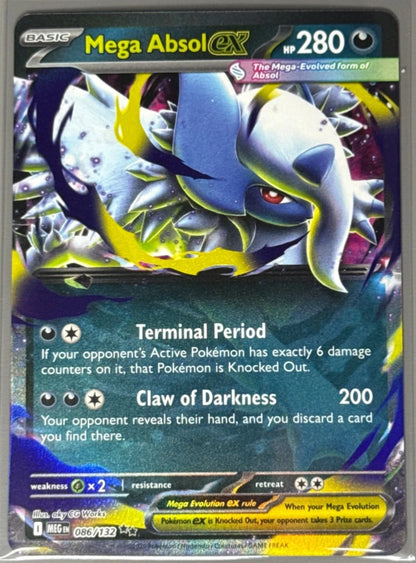 2025 Pokemon Mega Absol ex 086/132 Me01: Mega Evolution Holo English
