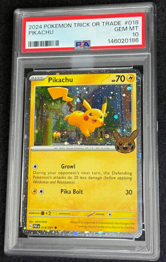 2024 Trick or Trade Pikachu Cosmo Holo PSA 10