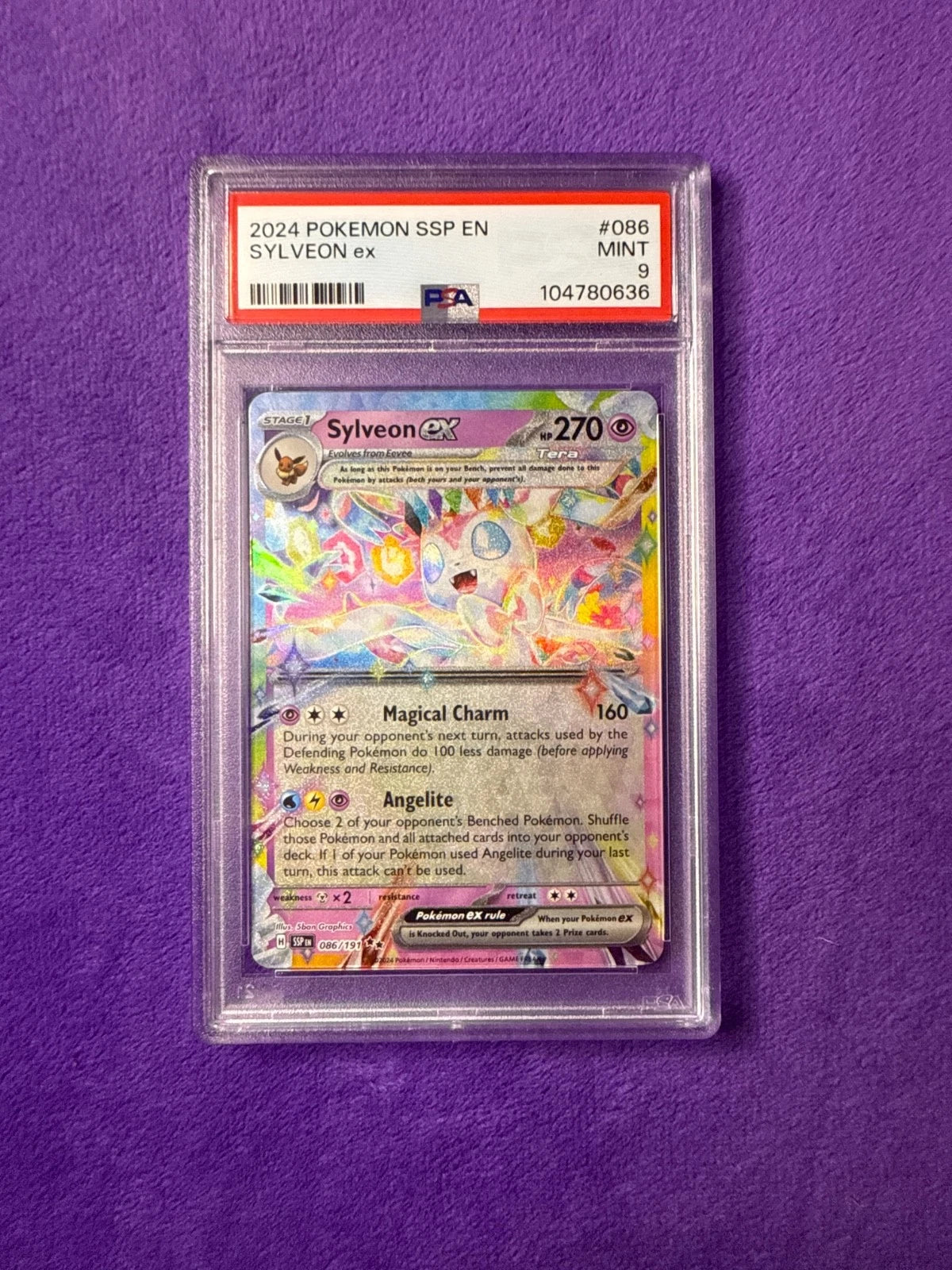2024 POKEMON SSP EN #086 SYLVEON EX PSA 9 SURGING SPARKS #86
