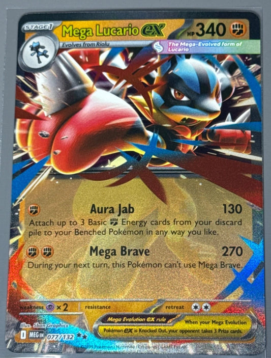 2025 Pokemon English Mega Lucario ex 077/132 Me01: Mega Evolution Holo