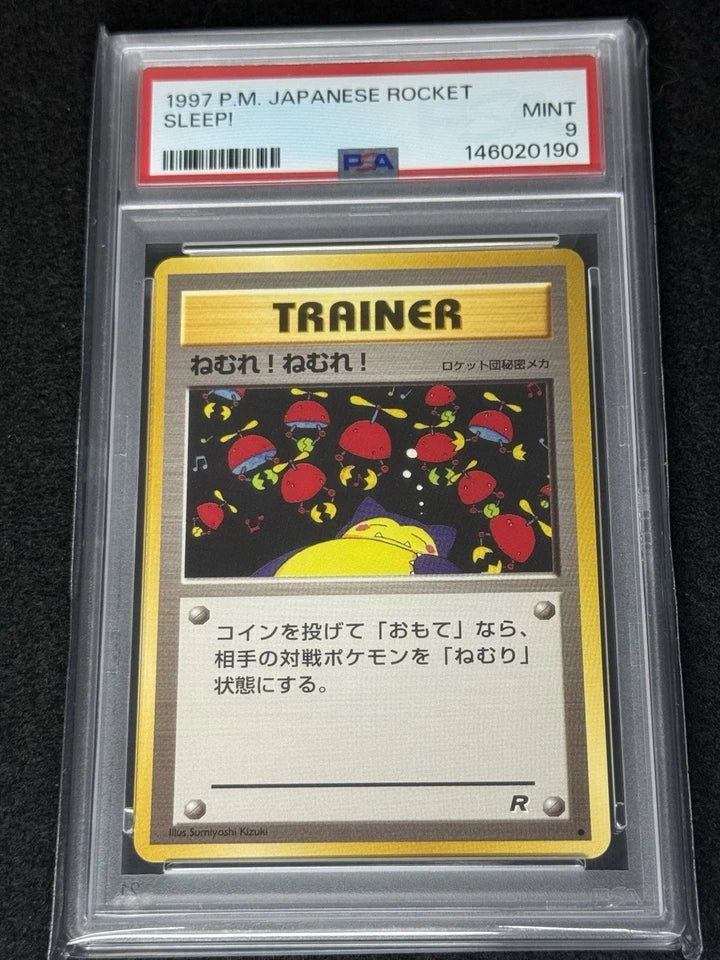 1997 POKEMON SLEEP! TRAINER CARD JAPANESE ROCKET  UNNUMBERED PSA 9